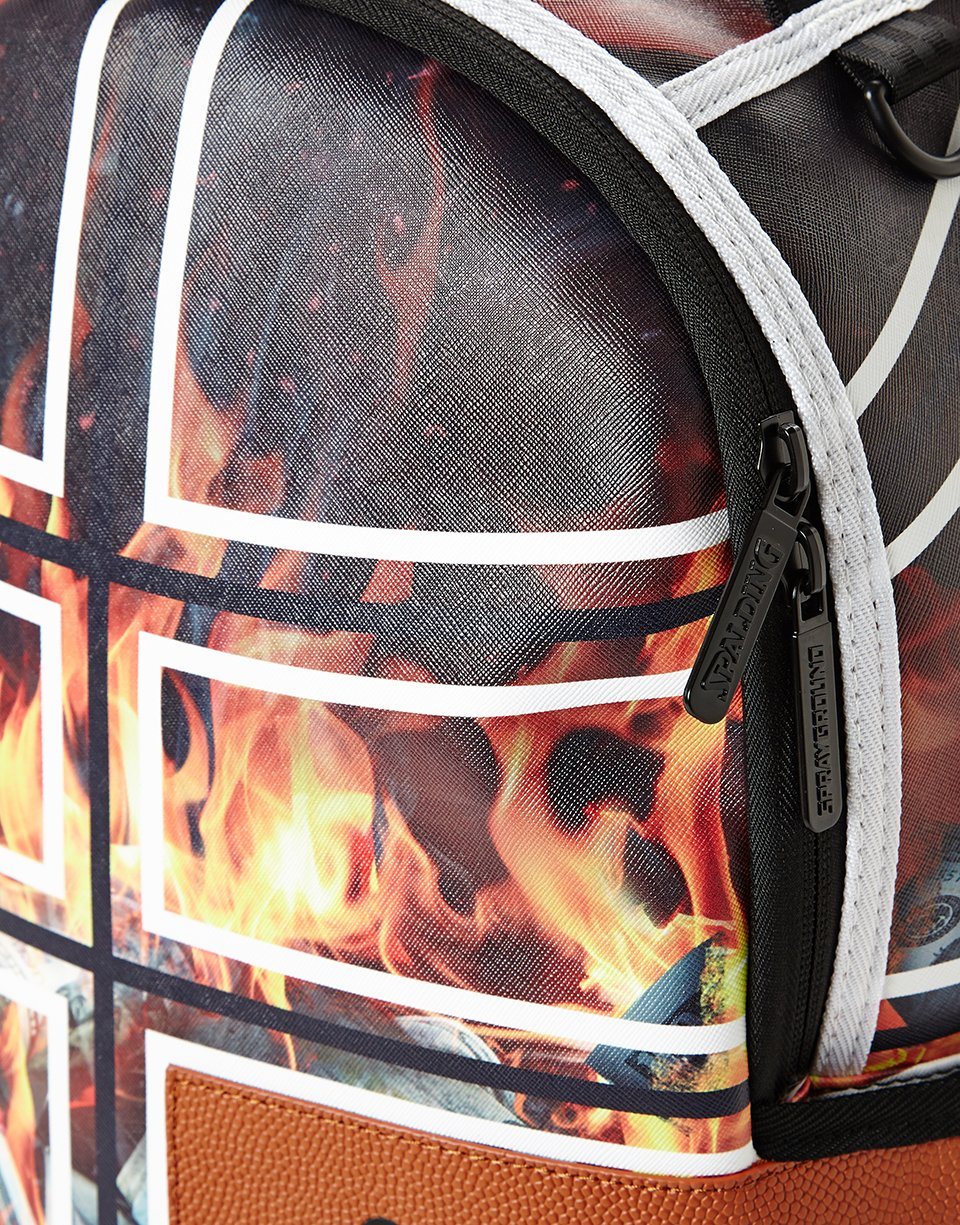SPALDING X SPRAYGROUND FIRE MONEY BACKPACK