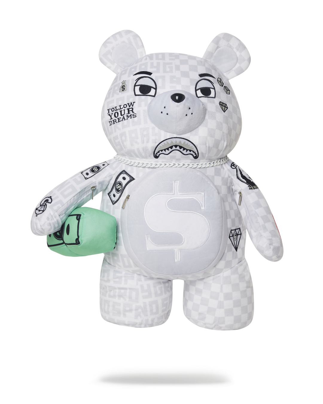 SPLIT THE CHECK (PEARL) MONEYBEAR TEDDYBEAR BACKPACK
