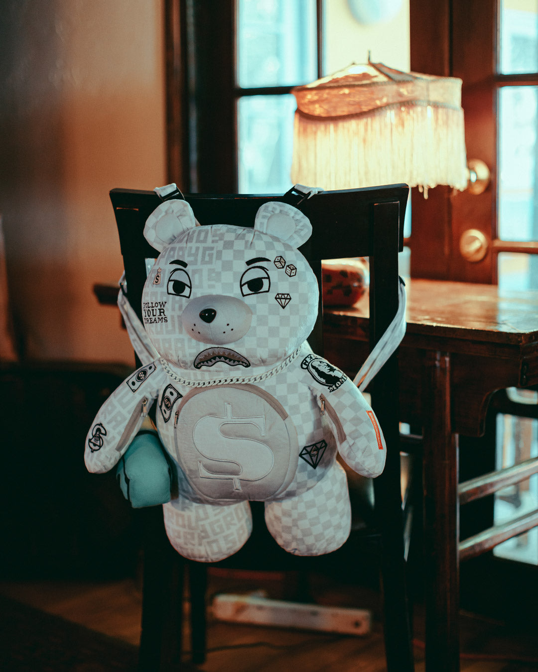 SPLIT THE CHECK (PEARL) MONEYBEAR TEDDYBEAR BACKPACK